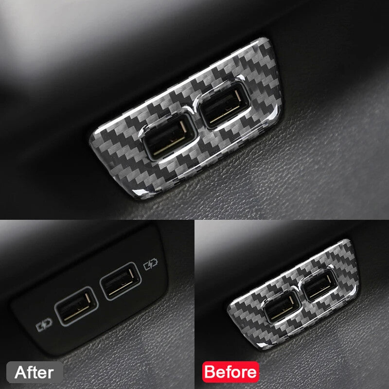 Passend für VW Golf 8 USB Port Blende Carbon Rahmen