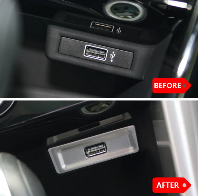 Passend für VW T-Roc USB Port Blenden Abdeckung Silber
