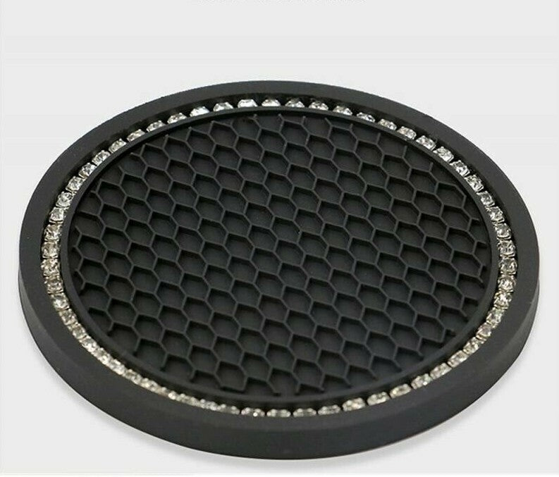 Passend für 2x Universal Becherhalter Gummi Einlegeboden Matte Pads Schwarz Strass Glitzer