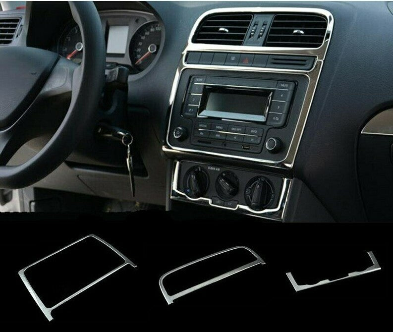 Passend für VW Polo Edelstahl Mittelkonsole Radio Rahmen Zierrahmen Blenden