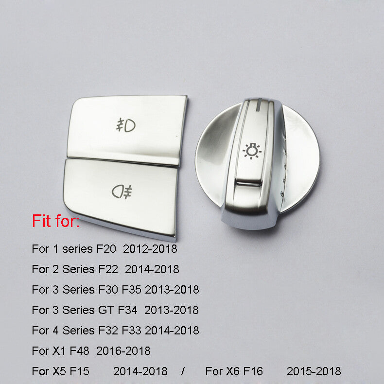 Passend für BMW 1 2 3 4 X1 X5 X6 Lichtschalter Blenden Abdeckung Rahmen Silber