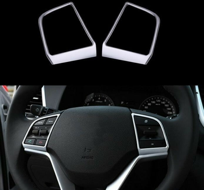 Passend für Hyundai Tucson Lenkrad Tasten Blenden Rahmen Abdeckung Cover Silber Chrom