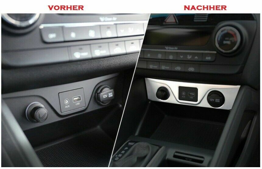 Passend für Hyundai Tucson Zigarettenanzünder Rahmen Abdeckung Silber Chrom Edelstahl