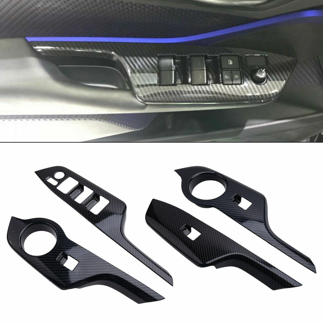 Passend für Toyota C-HR CHR Fensterheber Abdeckung Blenden Rahmen Carbon
