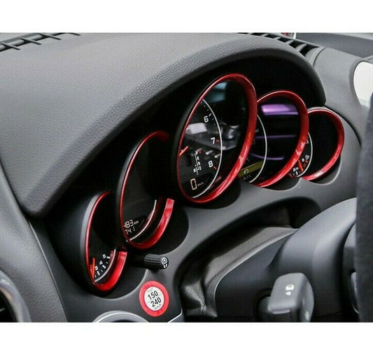 Passend für Porsche Cayenne Tachoringe Rot Bende Zierringe Zierrahmen Abdeckung