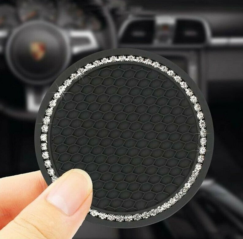 Passend für 2x Universal Becherhalter Gummi Einlegeboden Matte Pads Schwarz Strass Glitzer