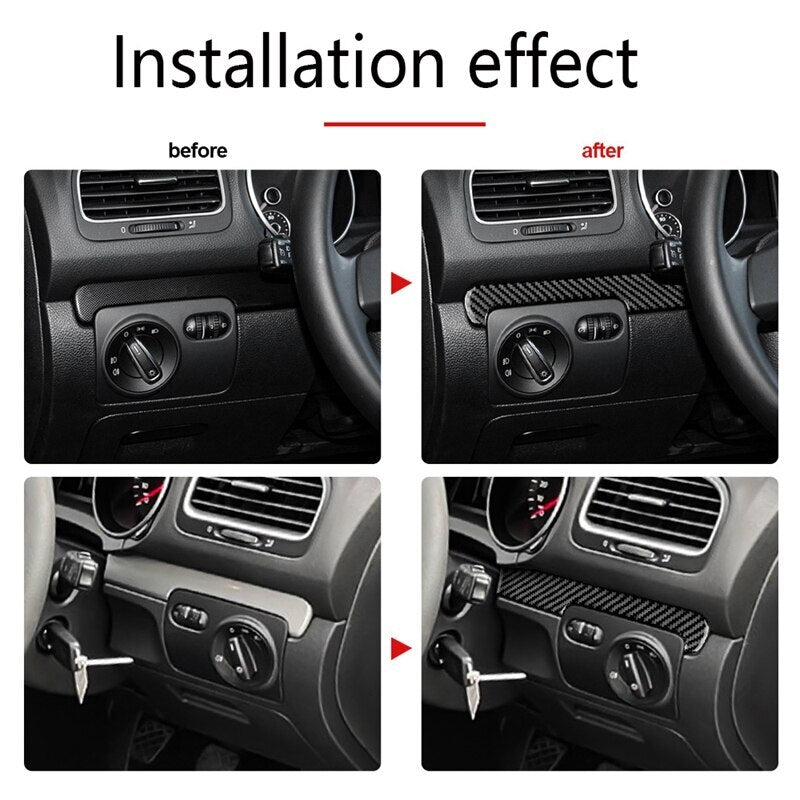 Passend für VW Golf 6 2008-12 Lichtschalter Blenden Abdeckungen Rahmen Carbon