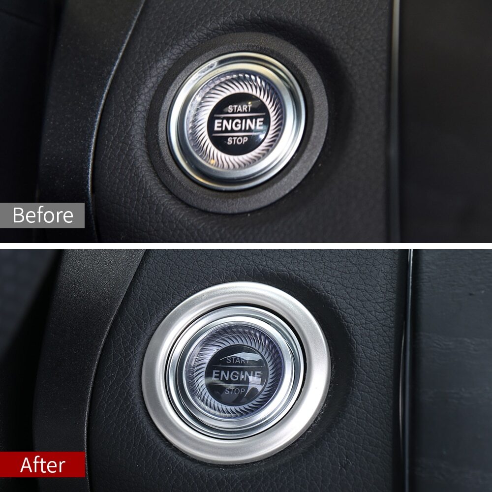 Passend für Mercedes W205 C Coupe Start Stop Ring Blende Abdeckung Rahmen Silber
