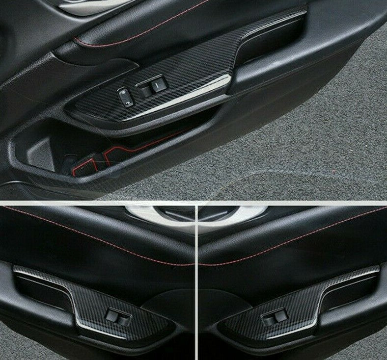 Passend für Honda Civic Carbon Fensterheber Blende Schutz Tasten Armlehne Cover