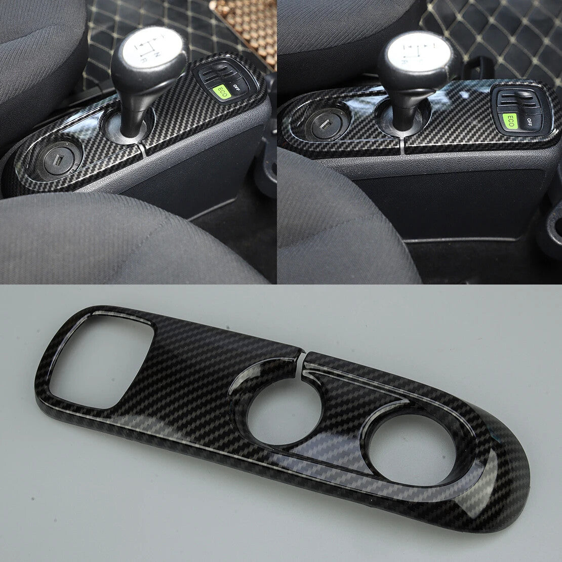Passend für Smart Fortwo 451 Mittelkonsole Gangschaltung Rahmen Blende Carbon
