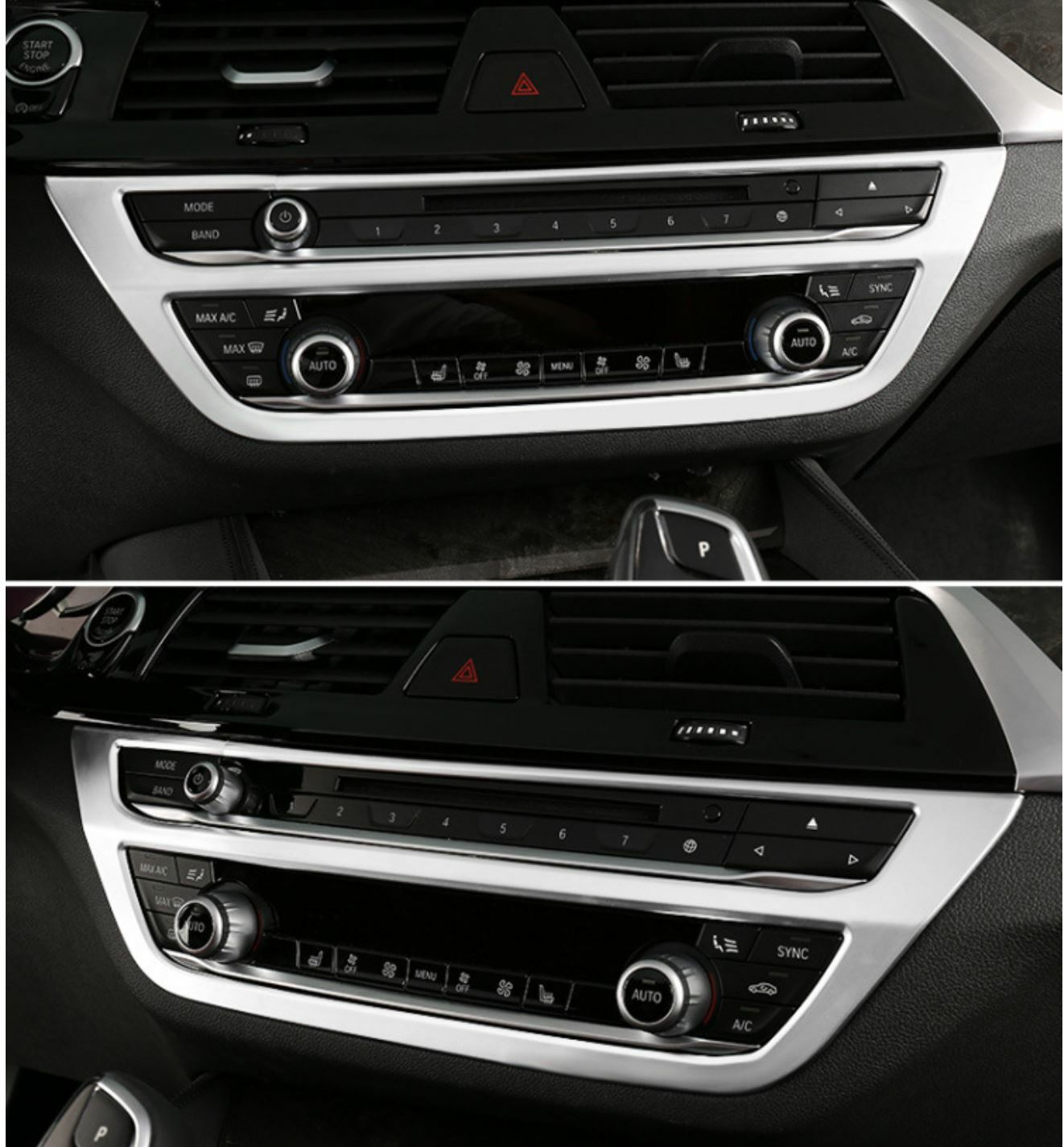 Passend für BMW 5er G30 Mittelkonsole Radio Multimedia Zierrahmen Blende Silber