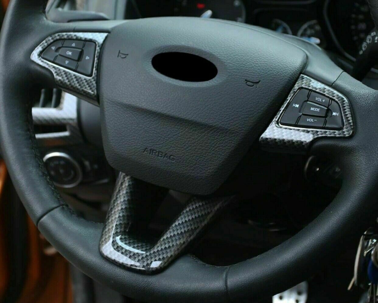 Passend für Lenkrad Carbon Rahmen Blende 3 teilig für Ford Focus C-Max Kuga Escape EcoSport