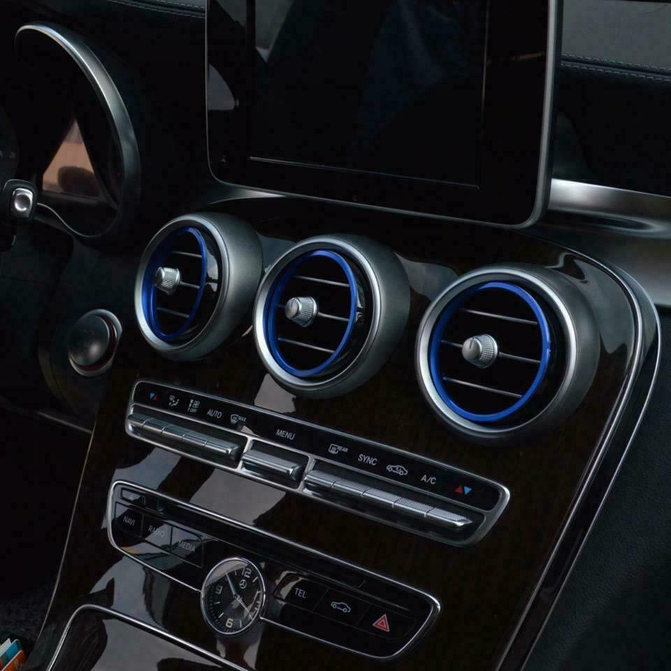 Passend für Mercedes C GLC Lüftungsringe Luftauslass Zierringe Ringe Blende Blau