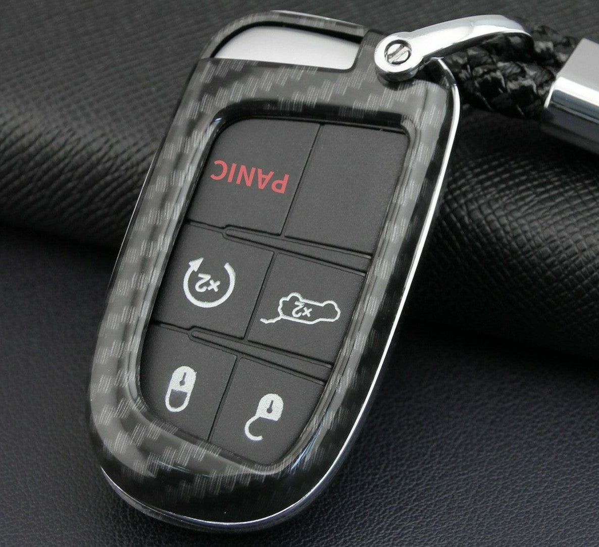 Passend für Jeep Compass Renegade Cherokee Dodge Carbon Schlüssel Cover Hülle