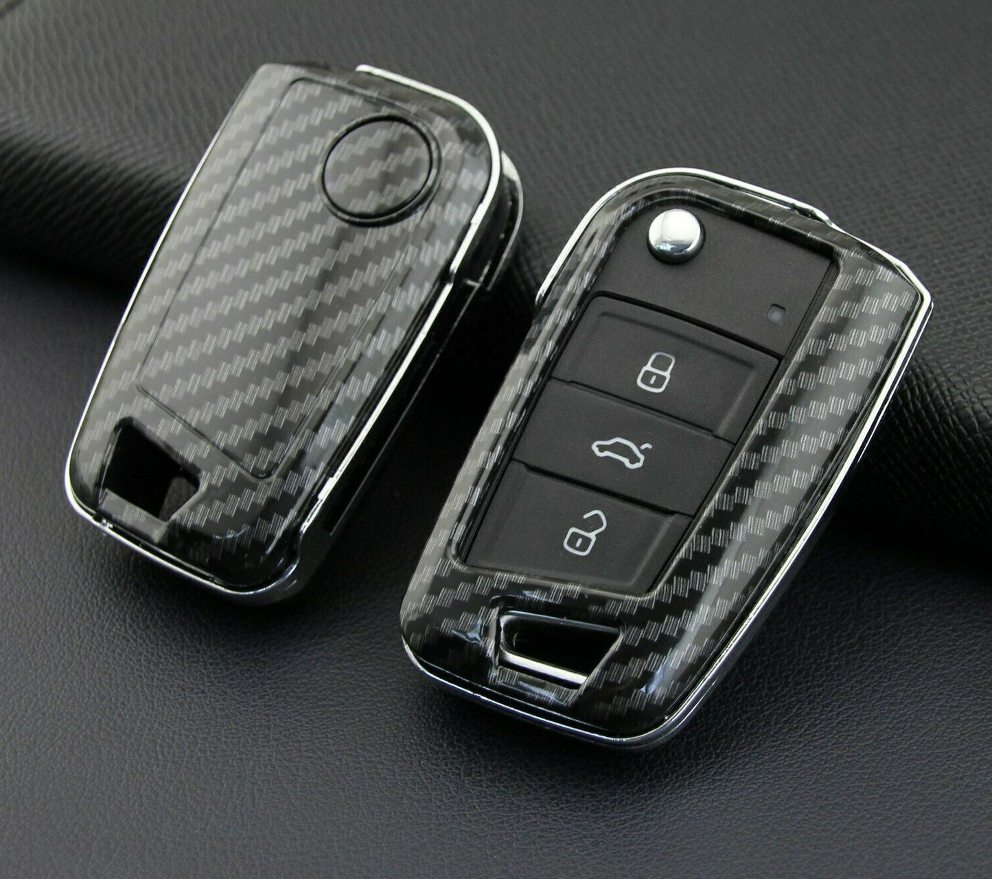 Passend für VW Golf 7 Tiguan Polo Skoda Octavia Carbon Schlüssel Cover Hülle