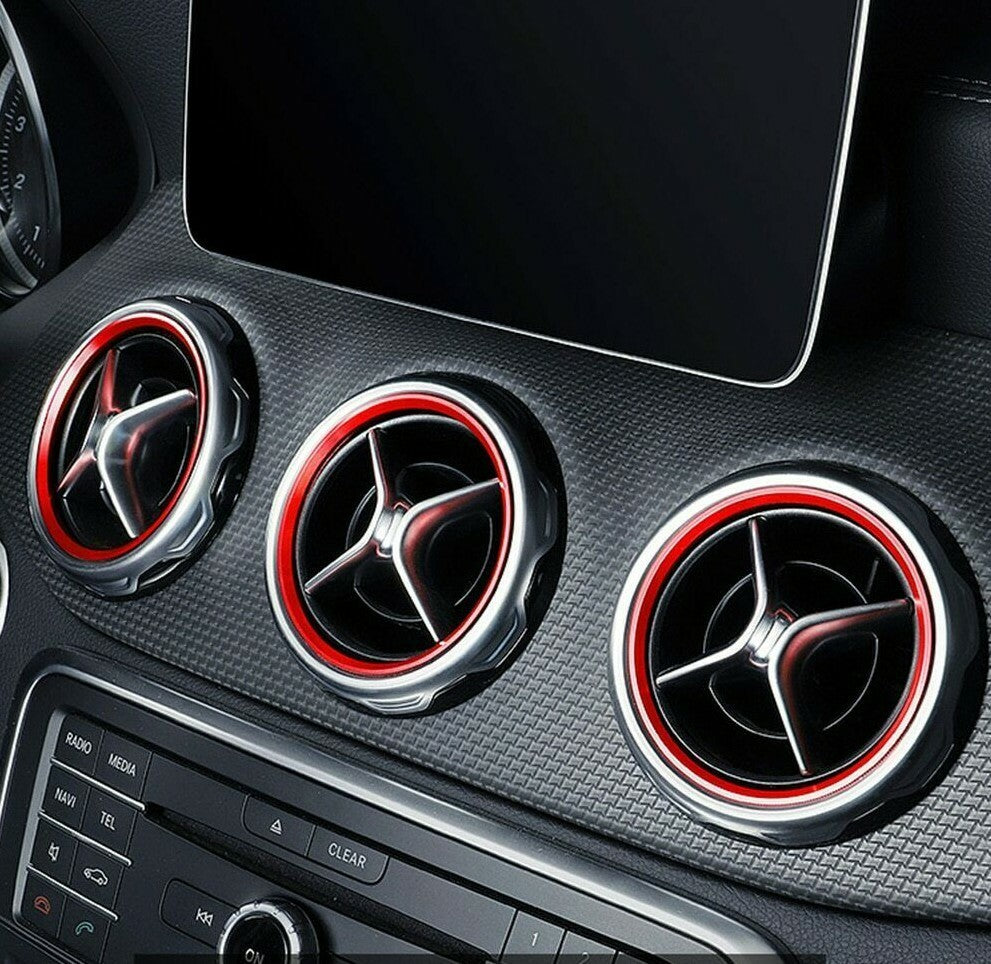 Passend für 5x Mercedes Lüftungsringe Zierringe Blenden Rot A W176 B W246 CLA C117 GLA X157