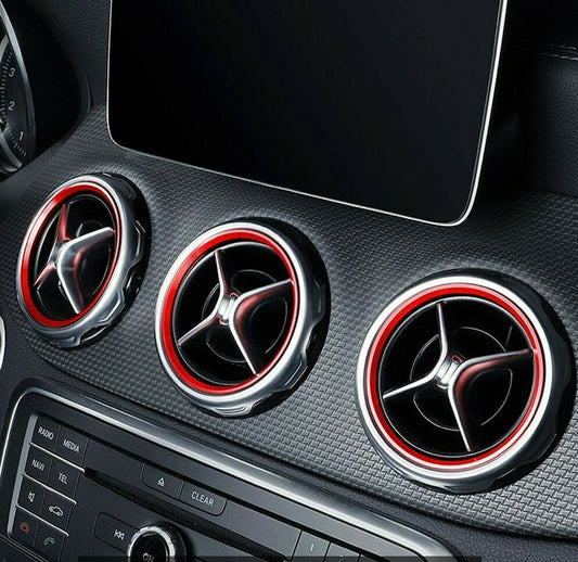 Passend für 5x Mercedes Lüftungsringe Zierringe Blenden Rot A W176 B W246 CLA C117 GLA X157