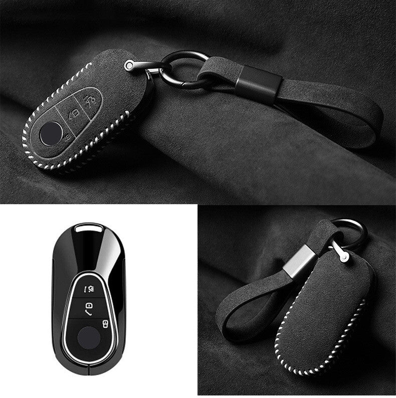 Passend für Mercedes W206 C Klasse Wildleder Schlüssel Hülle Key Cover Schutz