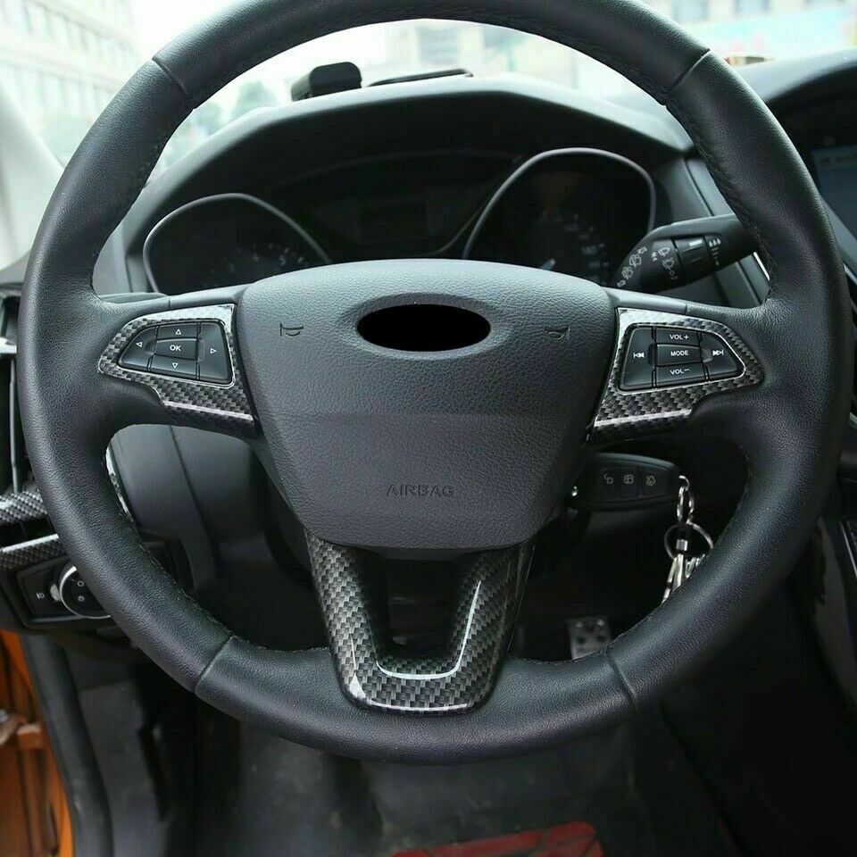 Passend für Lenkrad Carbon Rahmen Blende 3 teilig für Ford Focus C-Max Kuga Escape EcoSport