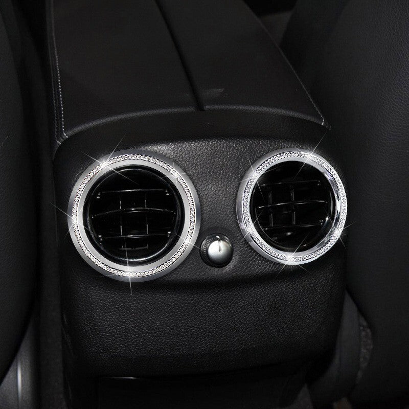Passend für Mercedes C GLC Strass Glitzer Blende Ringe Lüftung Hinten Klima 2 x