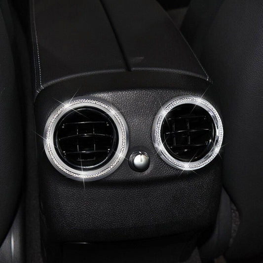 Passend für Mercedes C GLC Strass Glitzer Blende Ringe Lüftung Hinten Klima 2 x