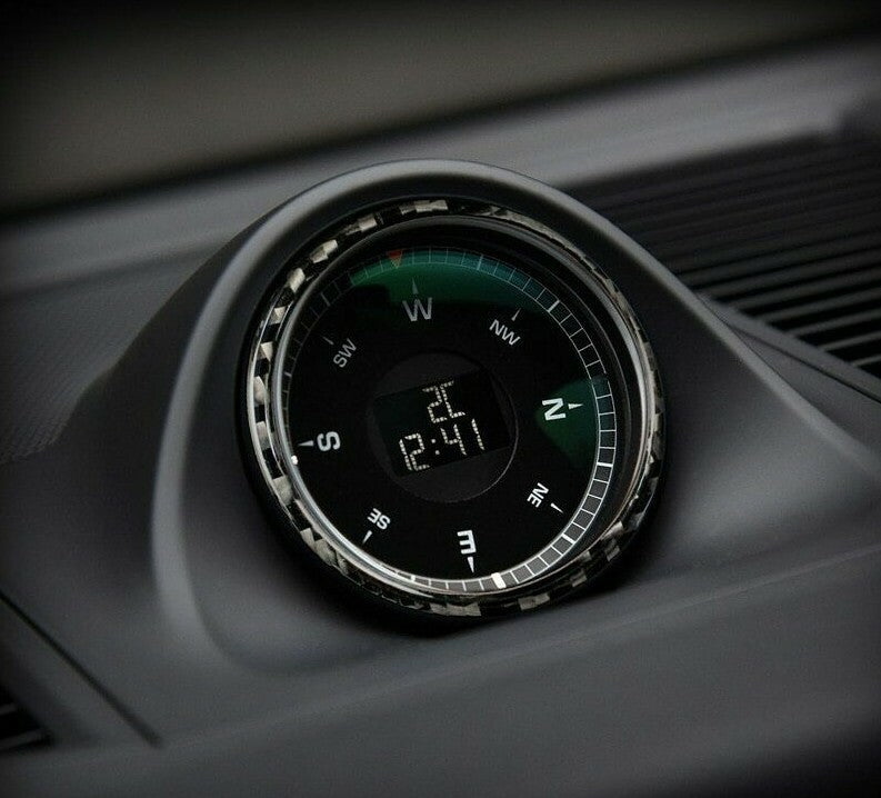 Passend für Porsche Macan Carbon Blende Uhr Kompass Cockpit Zierblende Ring