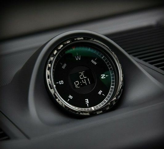 Passend für Porsche Macan Carbon Blende Uhr Kompass Cockpit Zierblende Ring