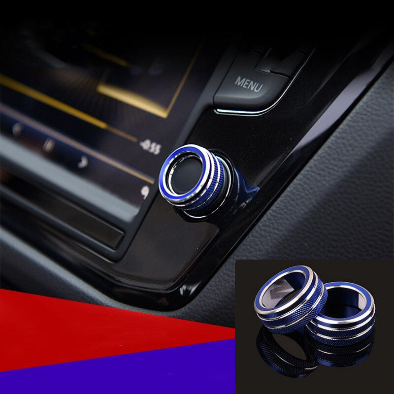 Passend für 2x VW Tiguan T-Roc T-Cross Passat Ringe Radio Lautstärke Volume Blau