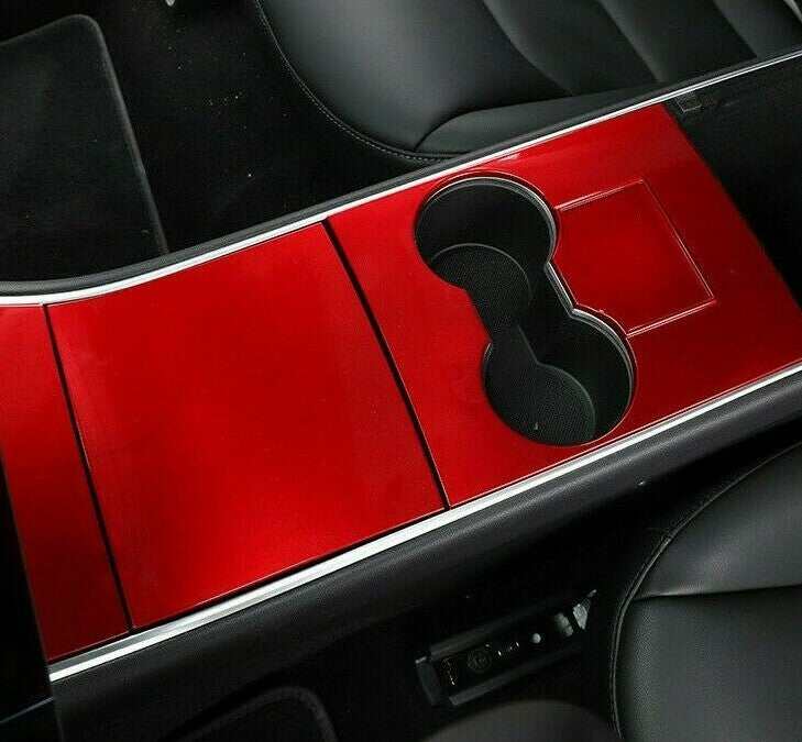 Passend für Tesla Model 3 Mittelkonsole Rot Abdeckung Cover Rahmen Schutz