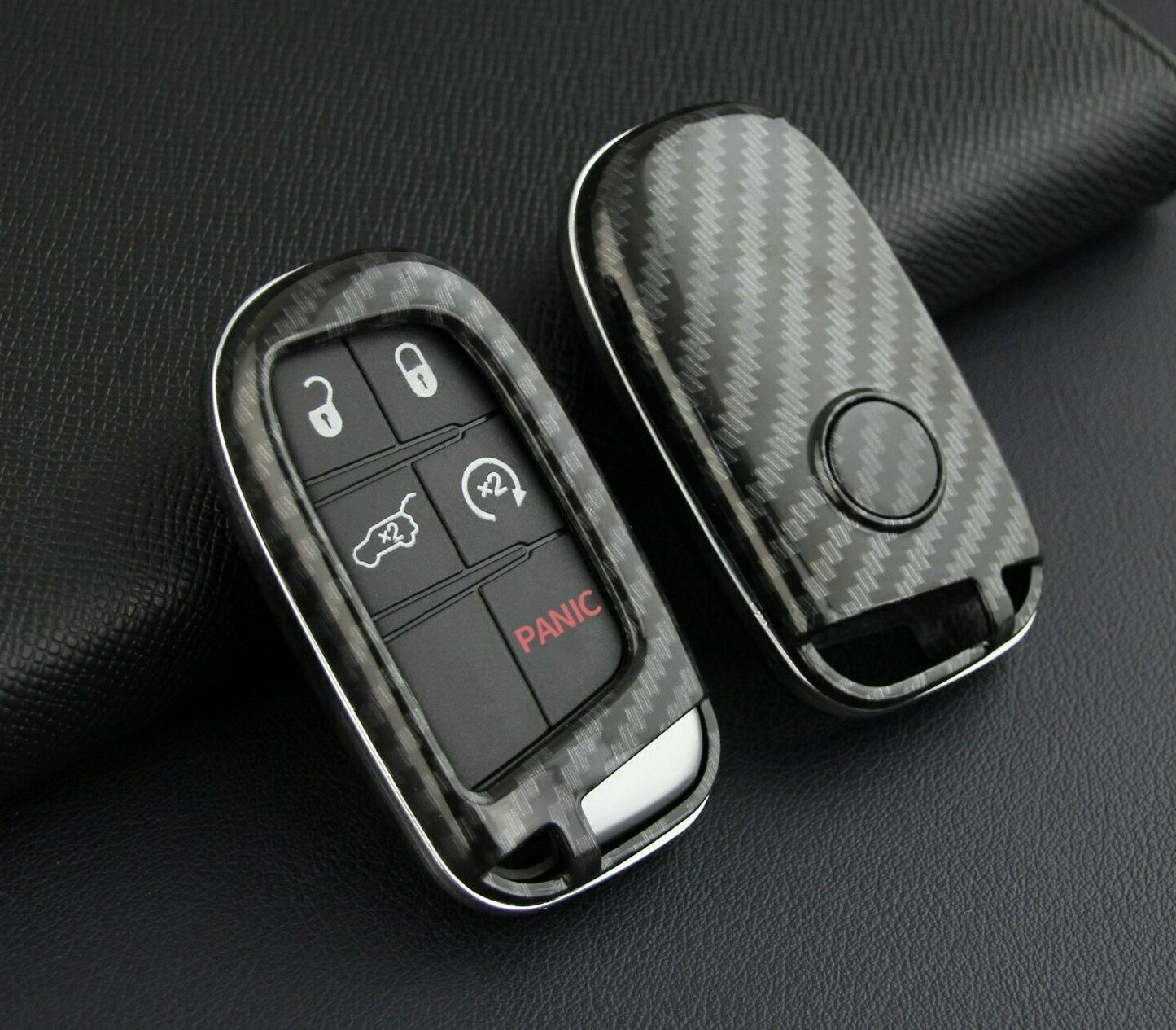Passend für Jeep Compass Renegade Cherokee Dodge Carbon Schlüssel Cover Hülle