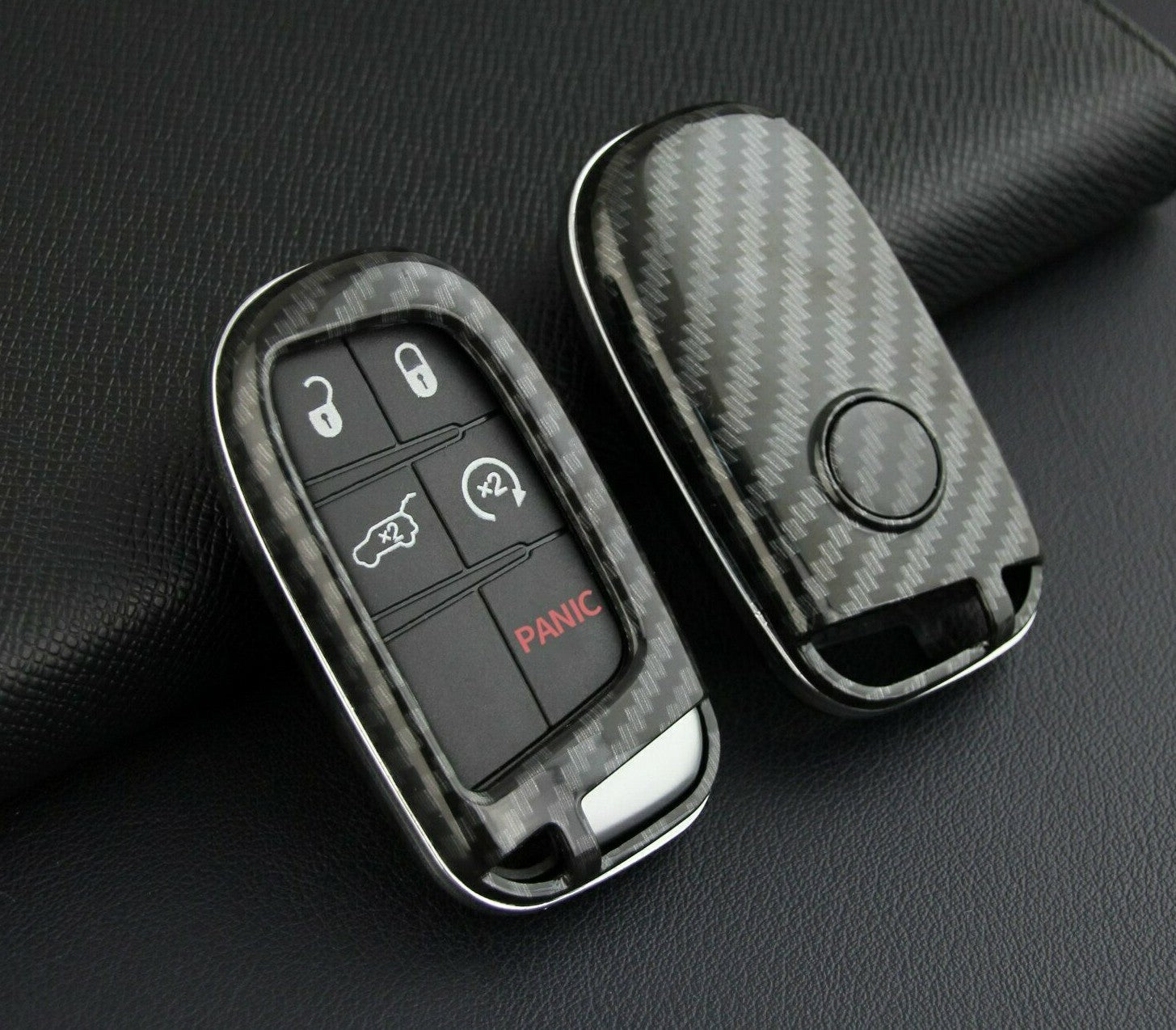 Passend für Jeep Compass Renegade Cherokee Dodge Carbon Schlüssel Cover Hülle