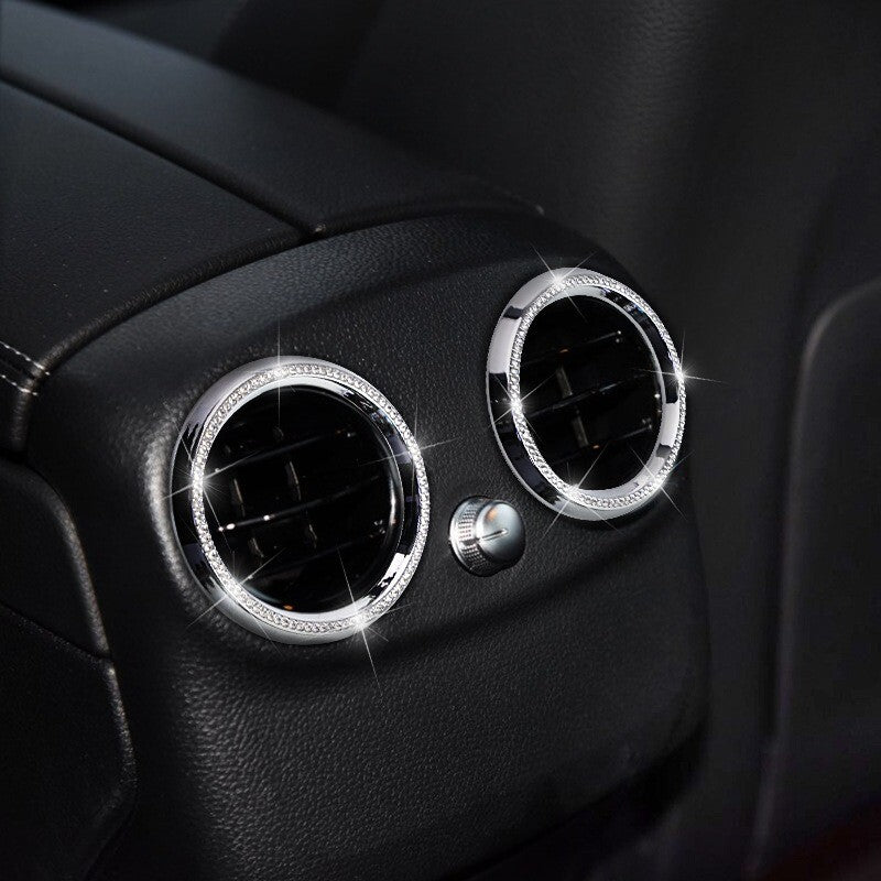 Passend für Mercedes C GLC Strass Glitzer Blende Ringe Lüftung Hinten Klima 2 x