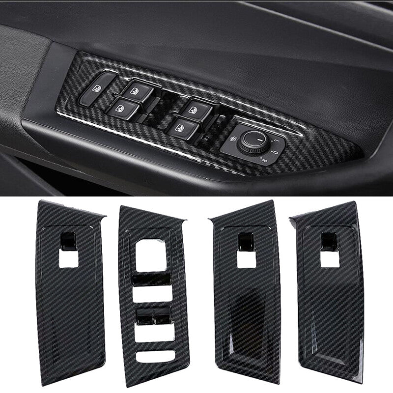 Passend für VW T-Roc Carbon Cover Blenden für Fensterheber Abdeckung Rahmen
