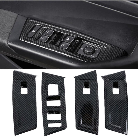 Passend für VW T-Roc Carbon Cover Blenden für Fensterheber Abdeckung Rahmen
