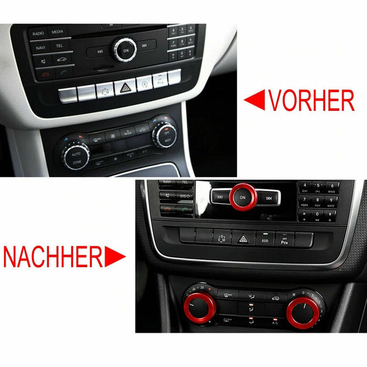 Passend für Mercedes A GLA CLA Blende Regler Radio Klima Rot Zier Knöpfe