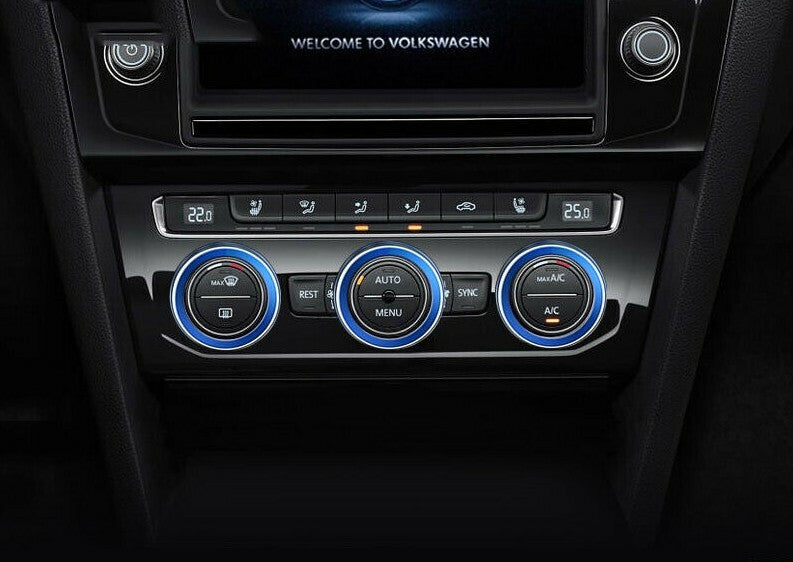 Passend für VW Tiguan T-Roc T-Cross Passat Ringe Heizungsregler Klima Blende Blau