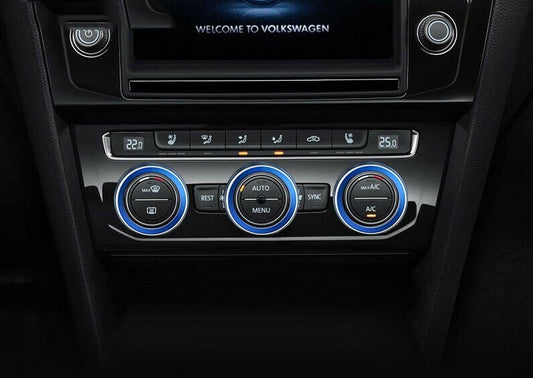 Passend für VW Tiguan T-Roc T-Cross Passat Ringe Heizungsregler Klima Blende Blau