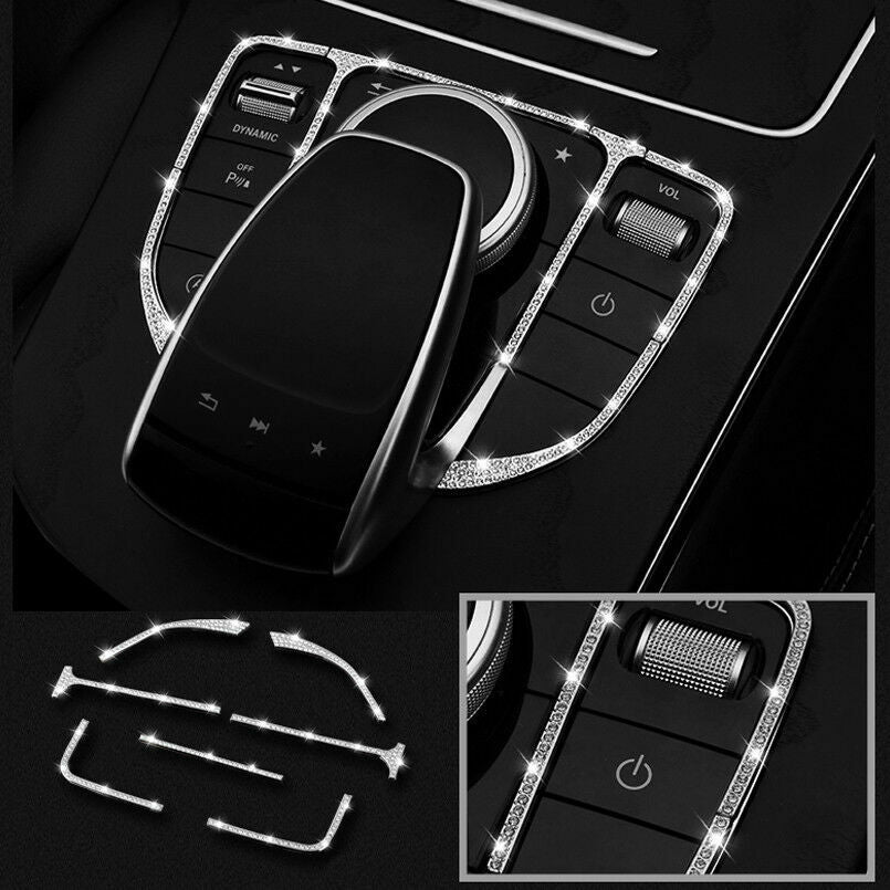 Passend für Mercedes C E GLC Strass Glitzer Command Multimedia Tasten Blende