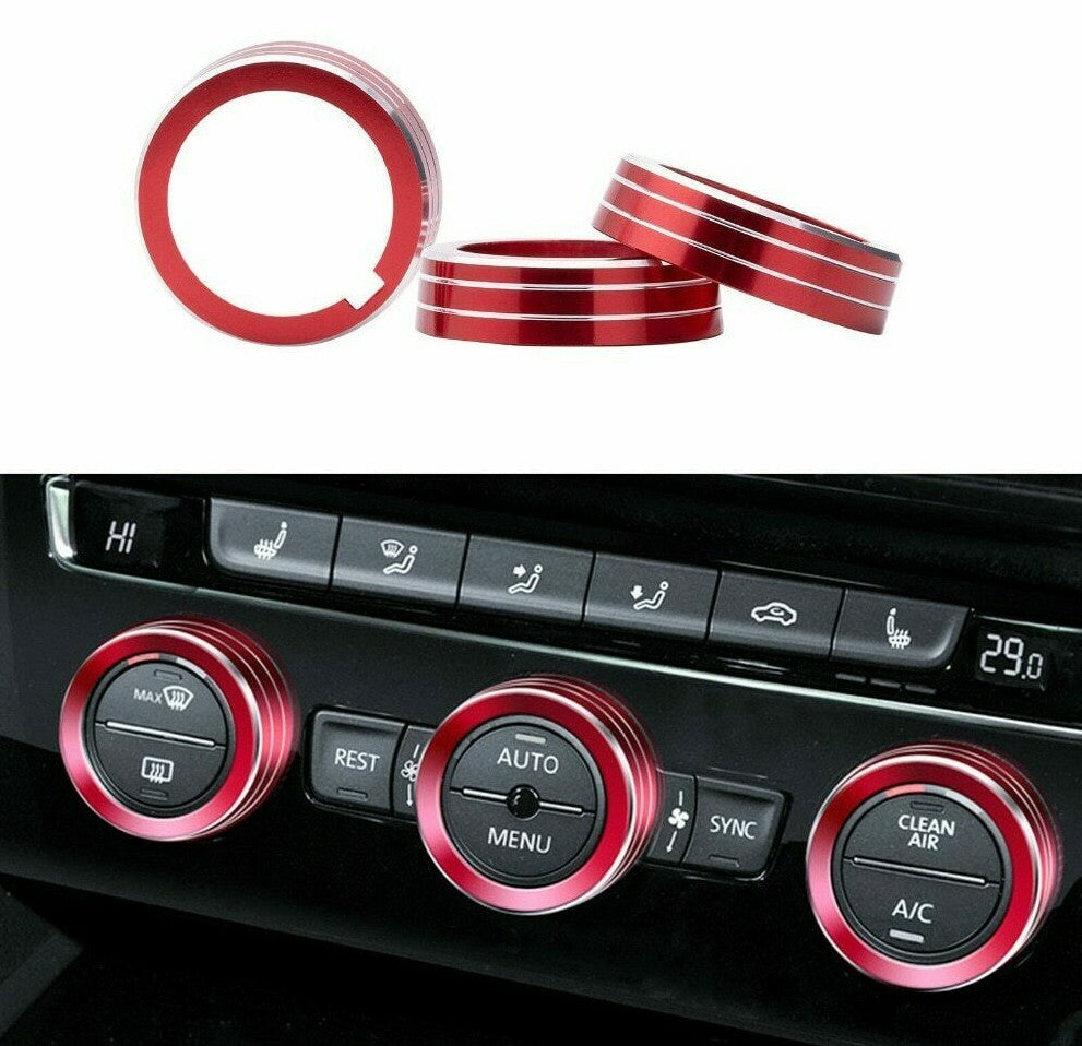 Passend für VW 7 MK7 GTI Ringe Klima Regler Knopf Heizungsregler Cover Blende Rot