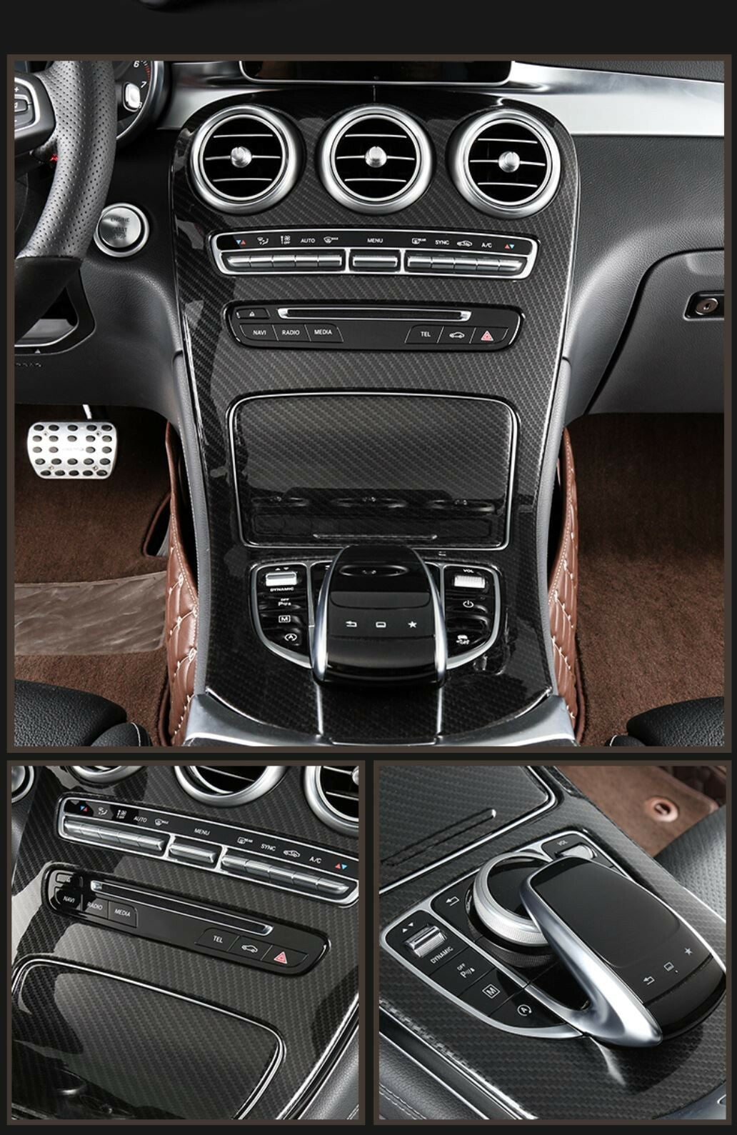 Passend für Mittelkonsole Schalttafel Passend Für Mercedes Benz C Klasse W205 GLC AMG Carbon