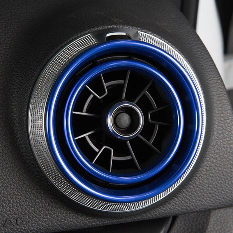 Passend für Audi A3 Rahmen Lüftungsringe Düse Blau Blende 8 Stk KOMPLETT SET