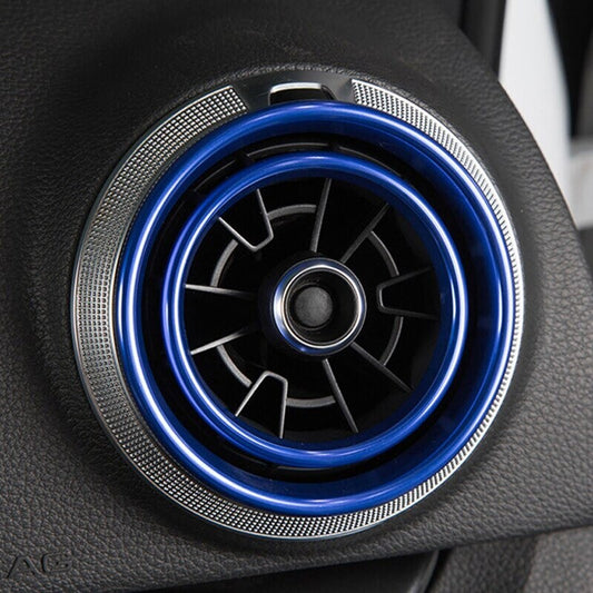 Passend für Audi A3 Rahmen Lüftungsringe Düse Blau Blende 8 Stk KOMPLETT SET