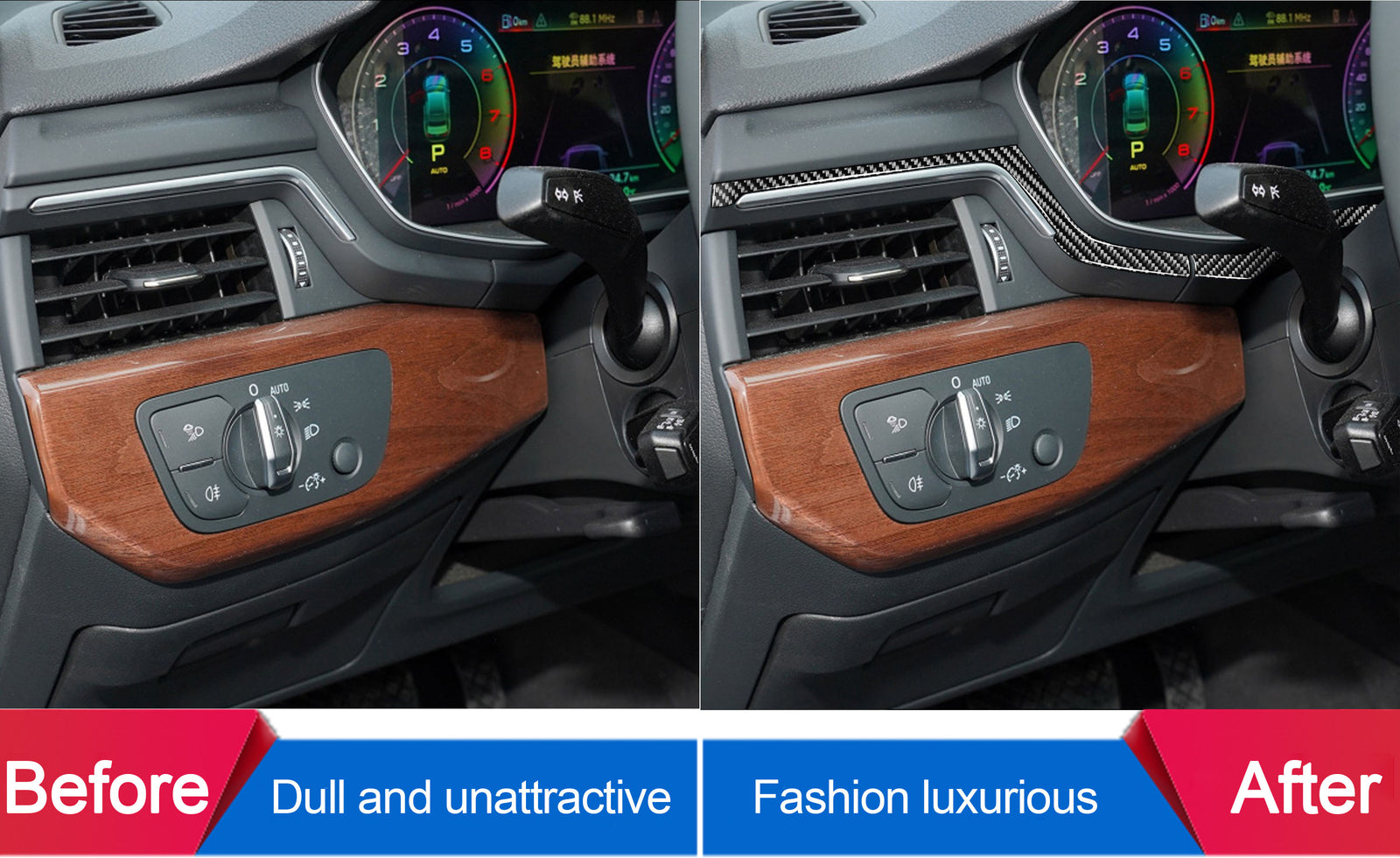 Passend für Audi A4 Armaturenbrett Blenden Abdeckung Rahmen Carbon