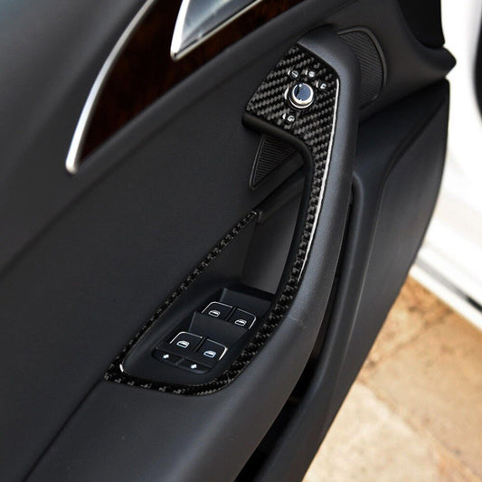 Passend für Audi A6 C7 A7 2012-18 Fensterheber Blenden Abdeckungen Rahmen Carbon