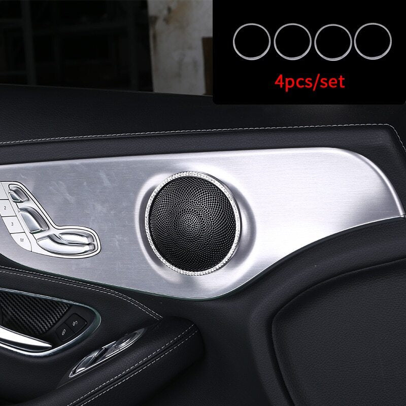 Passend für Mercedes GLC X253 C Class W205 Lautsprecher Blenden Rahmen Silber