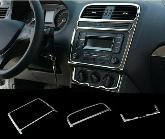 Passend für VW Polo Edelstahl Mittelkonsole Radio Rahmen Zierrahmen Blenden