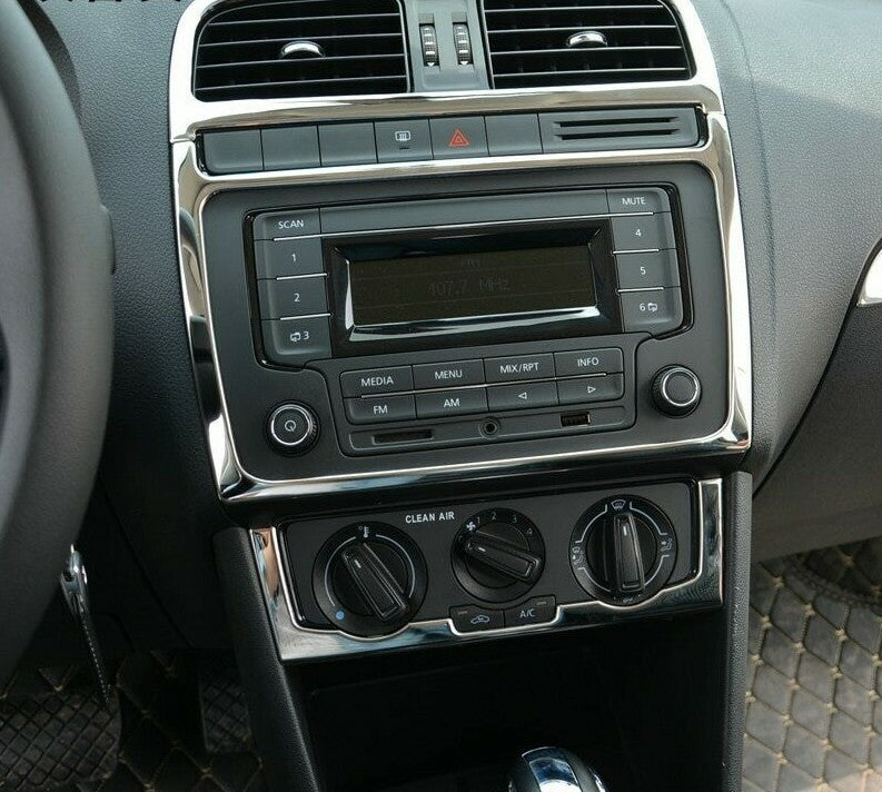 Passend für VW Polo Edelstahl Mittelkonsole Radio Rahmen Zierrahmen Blenden