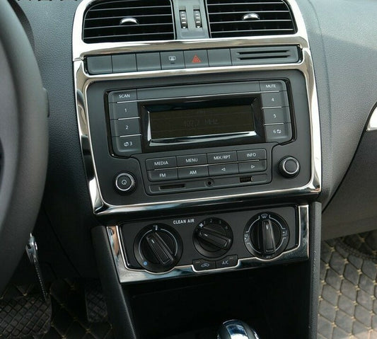 Passend für VW Polo Edelstahl Mittelkonsole Radio Rahmen Zierrahmen Blenden