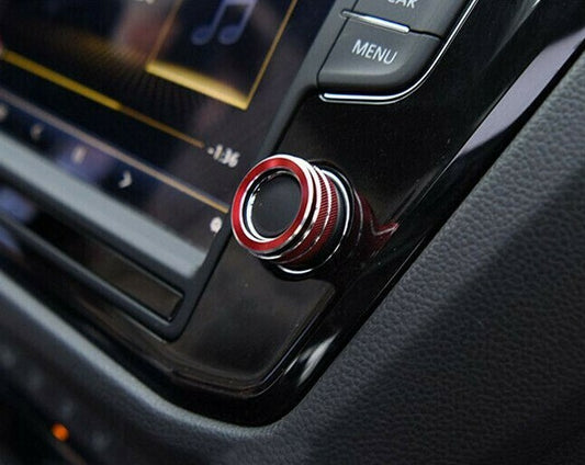 Passend für 2x VW Tiguan T-Roc T-Cross Passat Ringe Radio Lautstärke Volume Rot