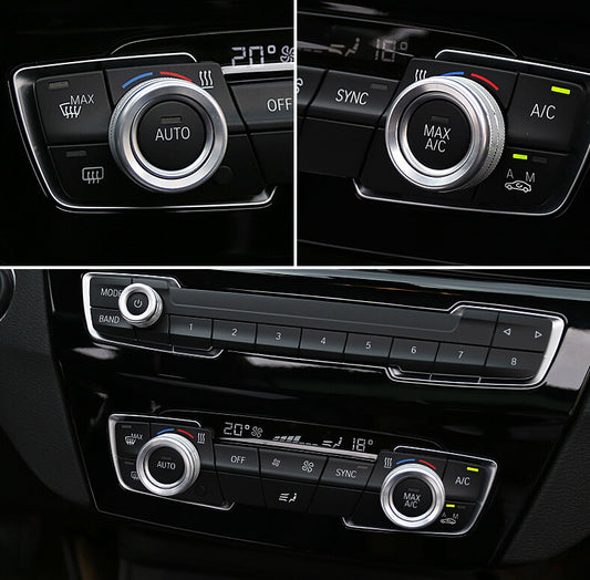Passend für 3x BMW 1er 2er 3er X1 X2 Silber Alu Radio Regler Knopf Blende Rahmen